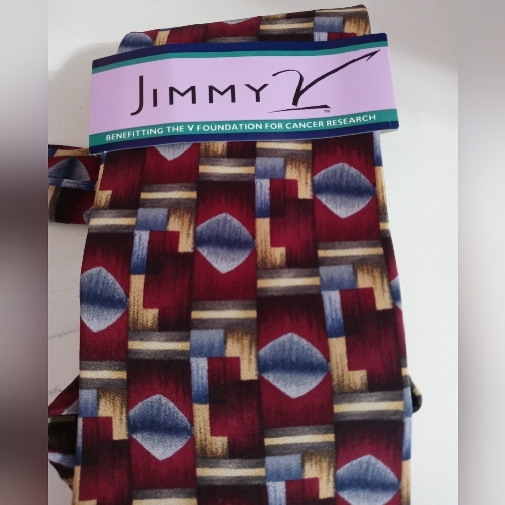 Jim Valvano Stonehenge 2nd Collection 100% Silk Geometric Pattern Necktie